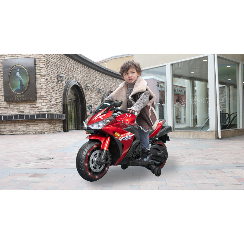 12V Kids Ride-On Motorcycle Toy with Training Wheels, Lighting, and Manual Throttle for Boys Magic Cars 6