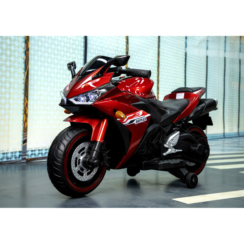 12V Kids Ride-On Motorcycle Toy with Training Wheels, Lighting, and Manual Throttle for Boys Magic Cars 7