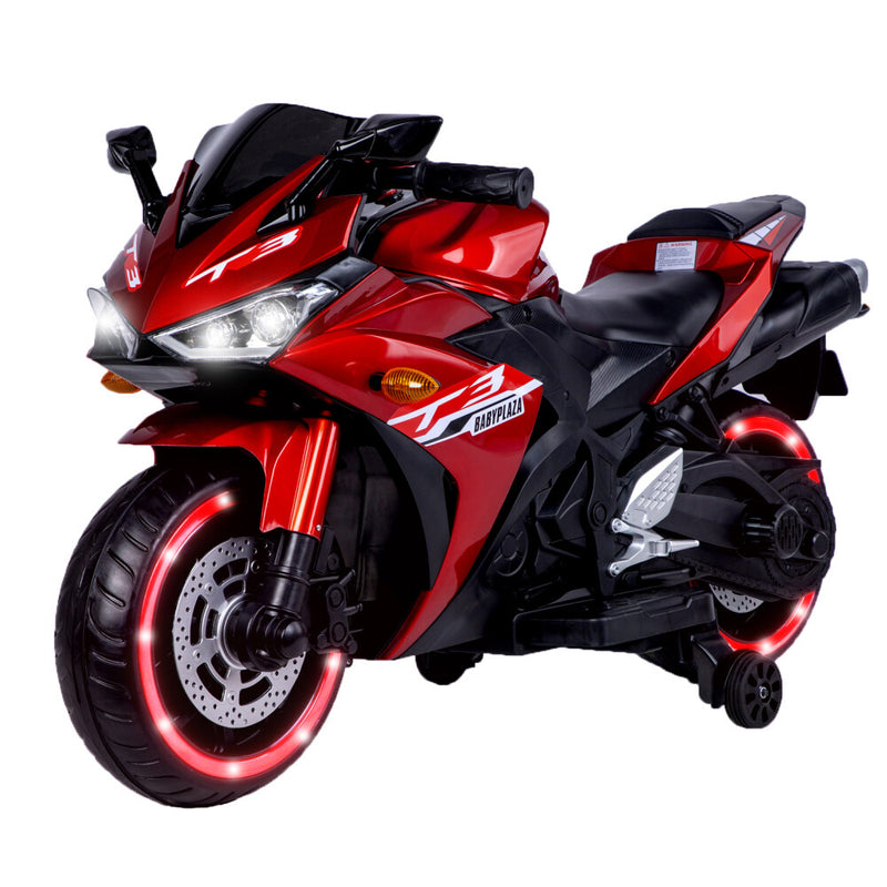 12V Kids Ride-On Motorcycle Toy with Training Wheels, Lighting, and Manual Throttle for Boys Magic Cars Variant 0
