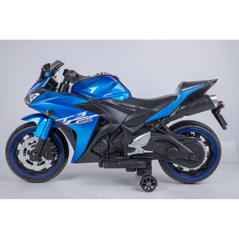 12V Kids Ride-On Motorcycle Toy with Hand Drive and Light-Up Wheels Magic Cars 12