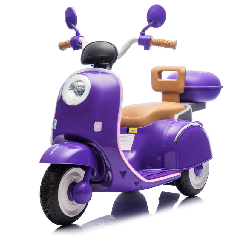 12V Electric 3-Wheel Ride-On Motorcycle with Large Storage for Kids Ages 3-6 Magic Cars 12