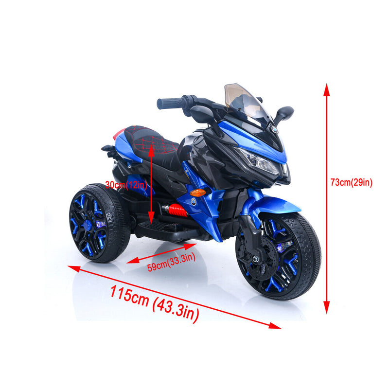 Kids 3-Wheel Battery-Powered Motorcycle with PU Seat and Training Wheels Magic Cars 1