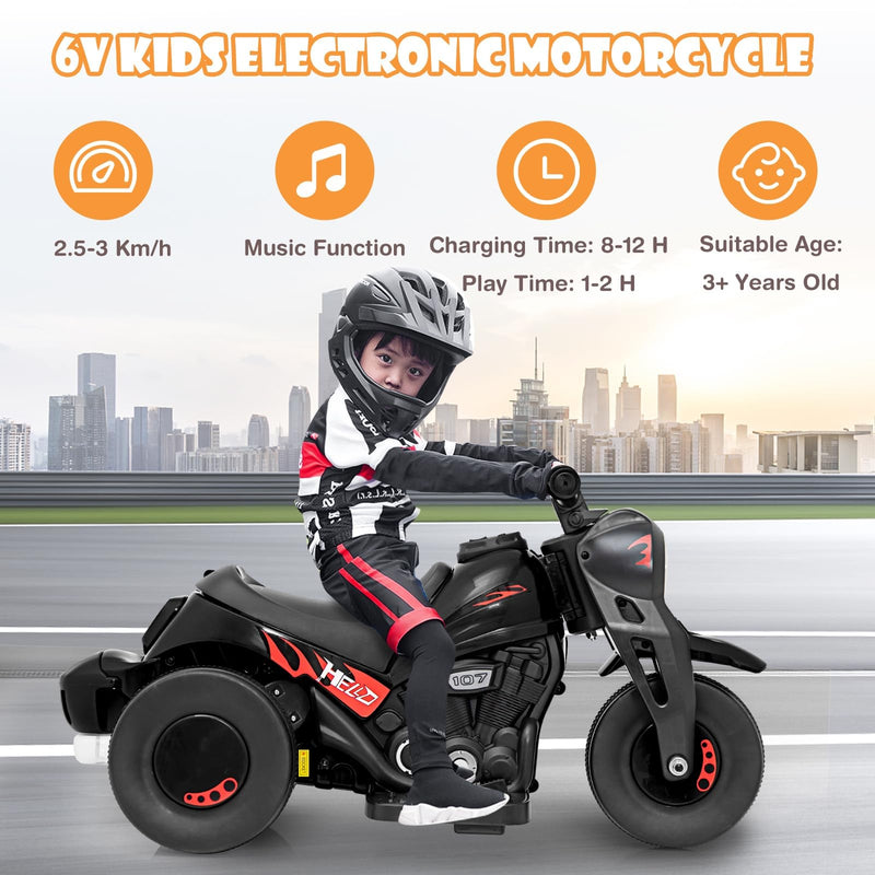6V Electric Kids Motorcycle Ride-On Car with Automatic Bubble Function and Foot Pedal Control Magic Cars 3