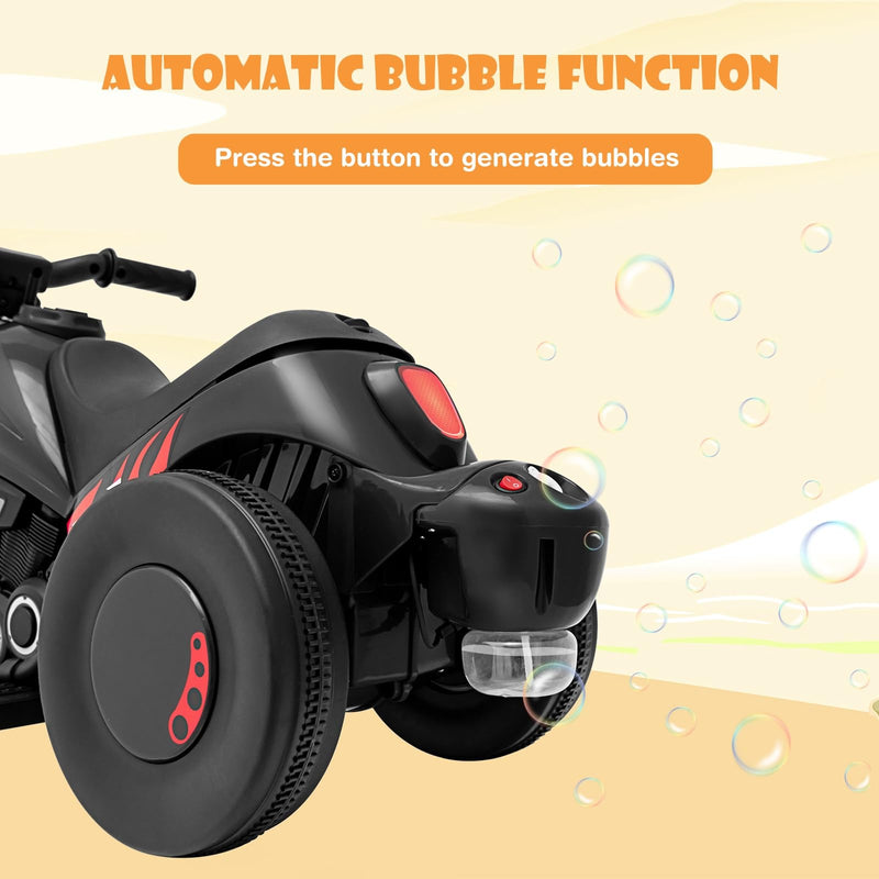 6V Electric Kids Motorcycle Ride-On Car with Automatic Bubble Function and Foot Pedal Control Magic Cars 4