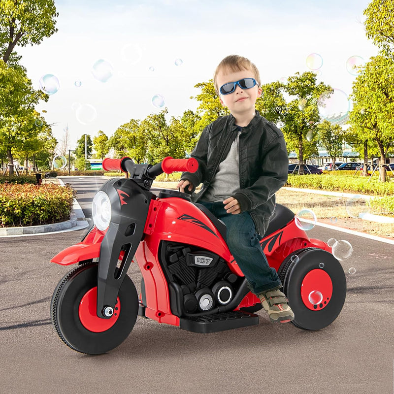 Kids 6V Electric Ride-On Motorcycle Car with Automatic Bubble Function and Foot Pedal Magic Cars 2