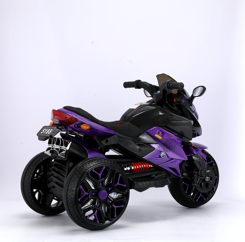 Rechargeable Kids Ride-On Motorcycle with 3 Light-Up Wheels and Training Wheels Magic Cars 3
