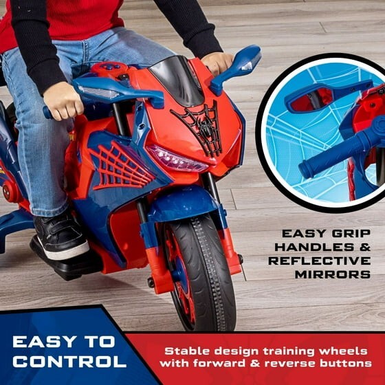 Kids Electric 6V Rechargeable Ride-On Motorcycle with Spider-Man Design Magic Cars 3