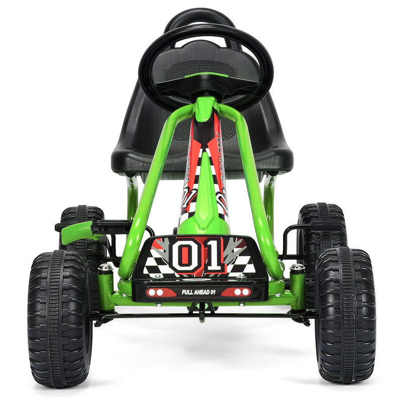 Kids Pedal Go-Kart with 4 Wheels, Adjustable Seat, and Handbrake - Green Magic Cars 9