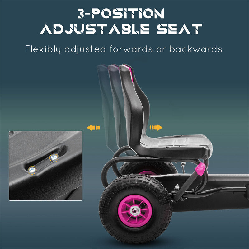 Kids Pedal Go Kart Ride-On with Suspension and Hand Brake, Ages 5-12 Magic Cars 6