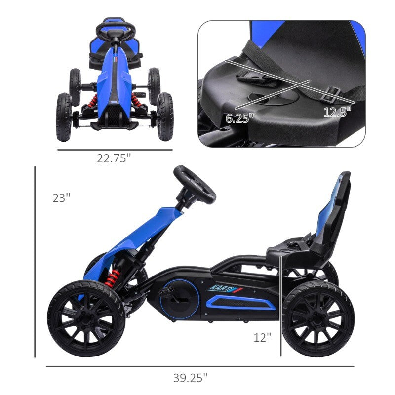 Kids Pedal Go Kart Ride-On Toy with Adjustable Seat, Swing Axle, and Handbrake for Ages 3-8 Magic Cars 1