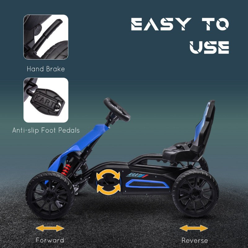 Kids Pedal Go Kart Ride-On Toy with Adjustable Seat, Swing Axle, and Handbrake for Ages 3-8 Magic Cars 2