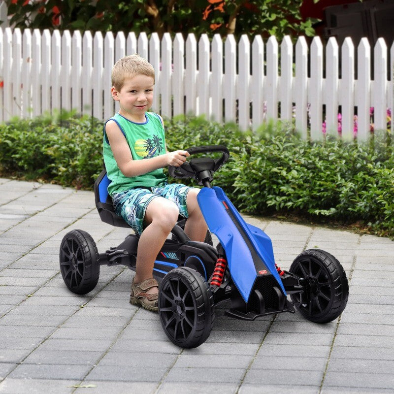 Kids Pedal Go Kart Ride-On Toy with Adjustable Seat, Swing Axle, and Handbrake for Ages 3-8 Magic Cars 5