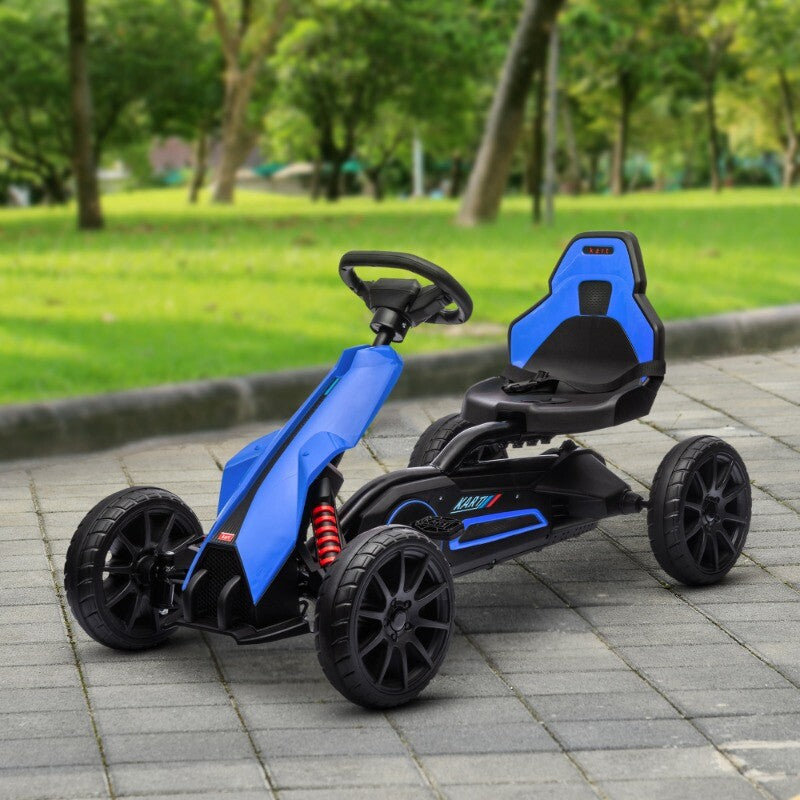 Kids Pedal Go Kart Ride-On Toy with Adjustable Seat, Swing Axle, and Handbrake for Ages 3-8 Magic Cars 7