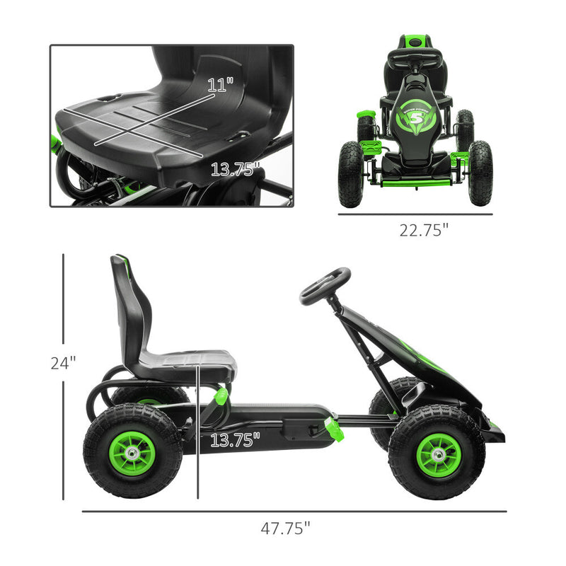 Kids Pedal Go-Kart Ride-On Toy with Durable Wear-Resistant Tread Green Magic Cars 6