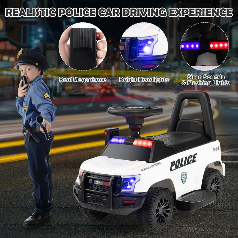 Kids Police Ride-On Car Toy with Lights, Sounds, Megaphone, and Music Magic Cars 1