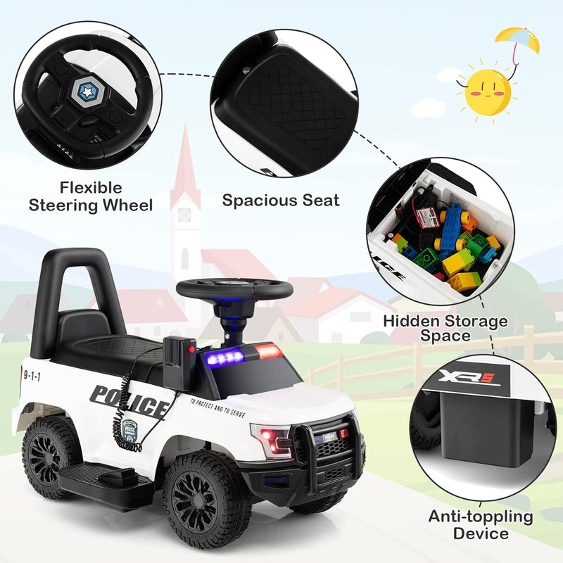 Kids Police Ride-On Car Toy with Lights, Sounds, Megaphone, and Music Magic Cars 4