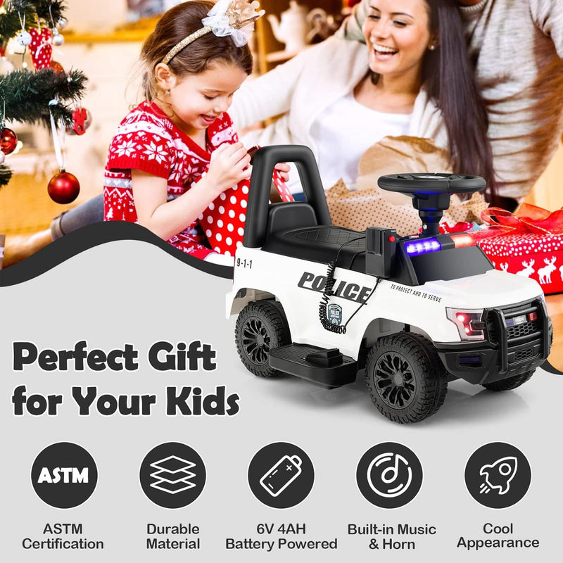 Kids Police Ride-On Car Toy with Lights, Sounds, Megaphone, and Music Magic Cars 7