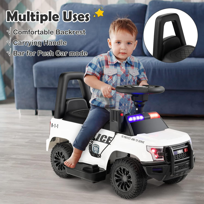 Kids Police Ride-On Car Toy with Lights, Sounds, Megaphone, and Music Magic Cars 8