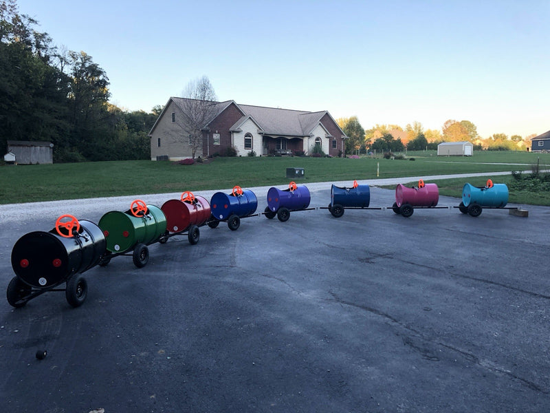 Kids Pull-Behind Barrel Trains and Custom Barrel Cars Ride-On Toys for ATV and Tractor Magic Cars 1