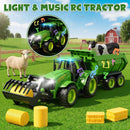 Remote Control Green Farm Tractor for Kids with Loader, Sounds, Lights, and Trailer Magic Cars 5