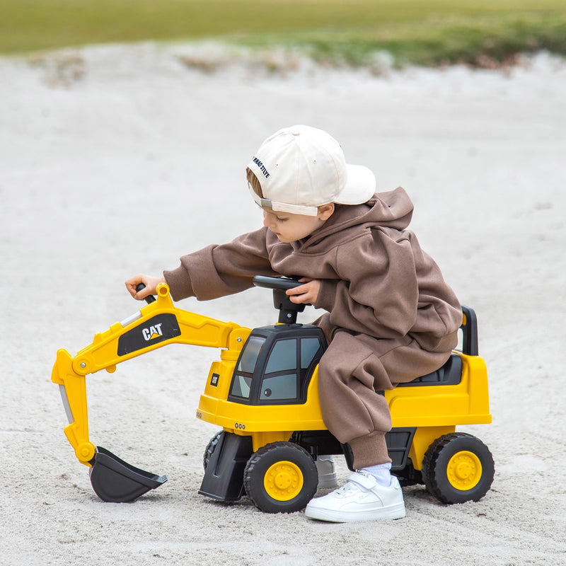 Kids Ride-On Excavator Toy with Rotatable Digging Bucket and Hidden Storage Magic Cars 1