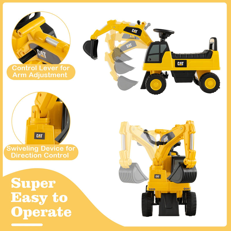 Kids Ride-On Excavator Toy with Rotatable Digging Bucket and Hidden Storage Magic Cars 8