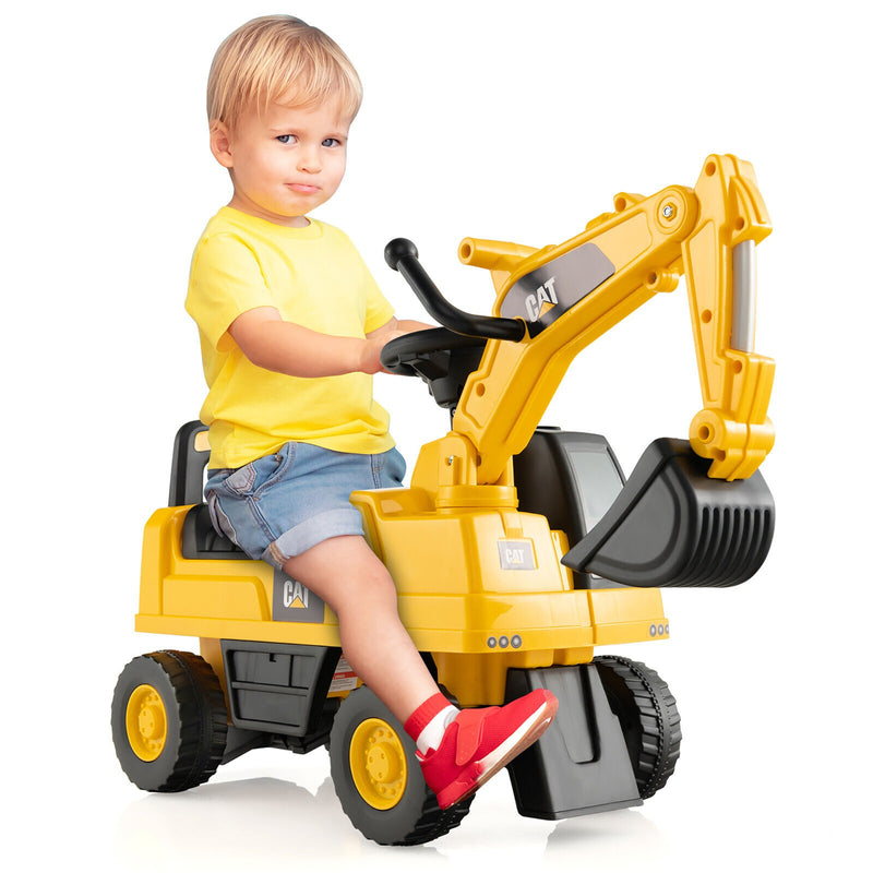 Kids Ride-On Excavator Toy with Rotatable Digging Bucket and Hidden Storage Magic Cars 9