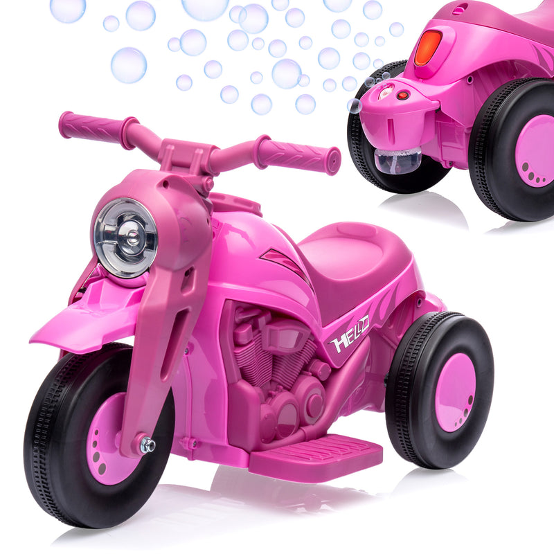 Battery-Powered Kids 3-Wheel Ride-On Motorcycle with LED Headlight and Bubble Function Magic Cars 0