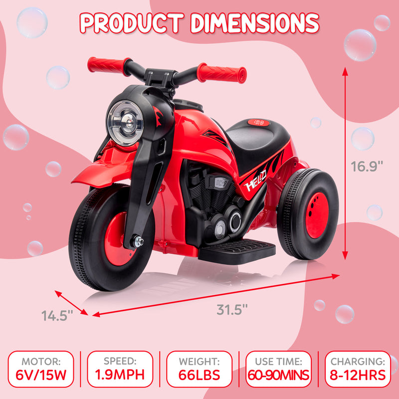 Battery-Powered Kids 3-Wheel Ride-On Motorcycle with LED Headlight and Bubble Function Magic Cars 14