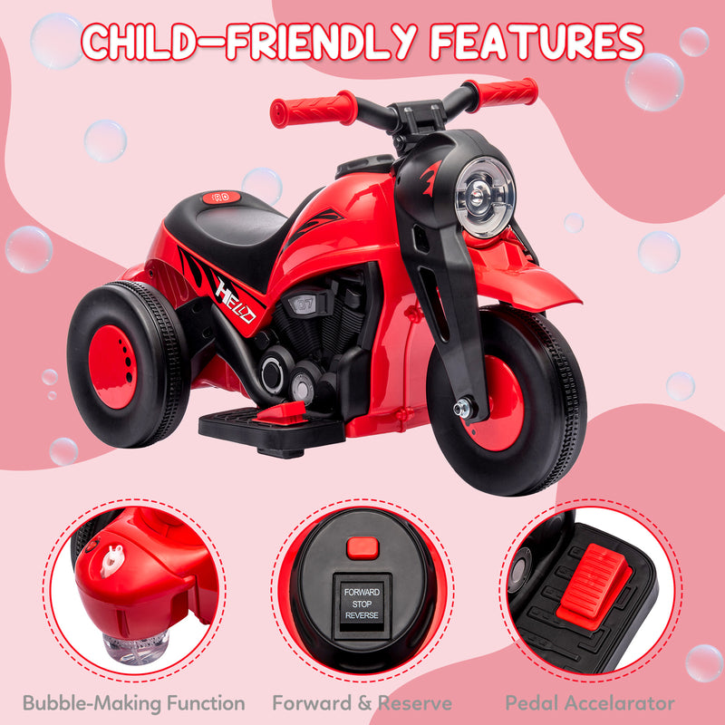 Battery-Powered Kids 3-Wheel Ride-On Motorcycle with LED Headlight and Bubble Function Magic Cars 15