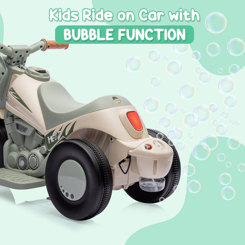 Battery-Powered Kids 3-Wheel Ride-On Motorcycle with LED Headlight and Bubble Function Magic Cars 18