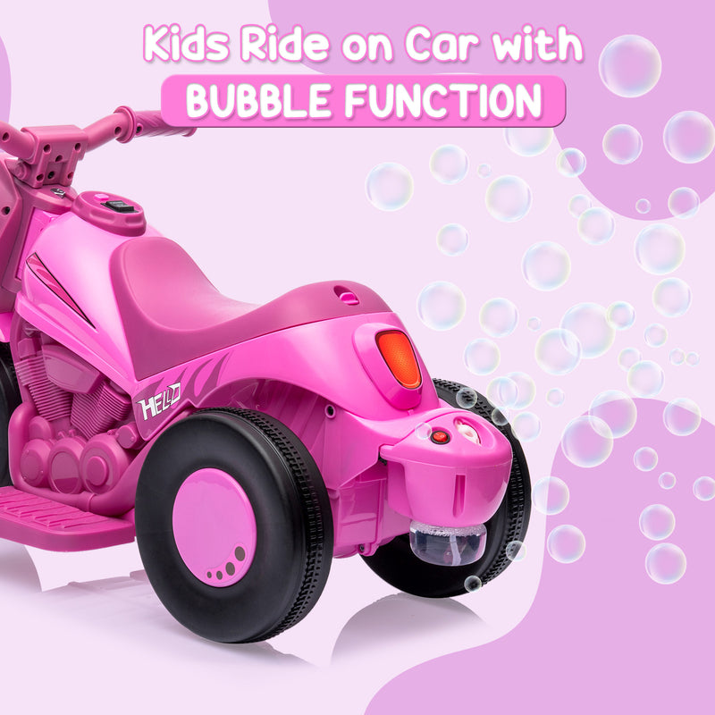 Battery-Powered Kids 3-Wheel Ride-On Motorcycle with LED Headlight and Bubble Function Magic Cars 6