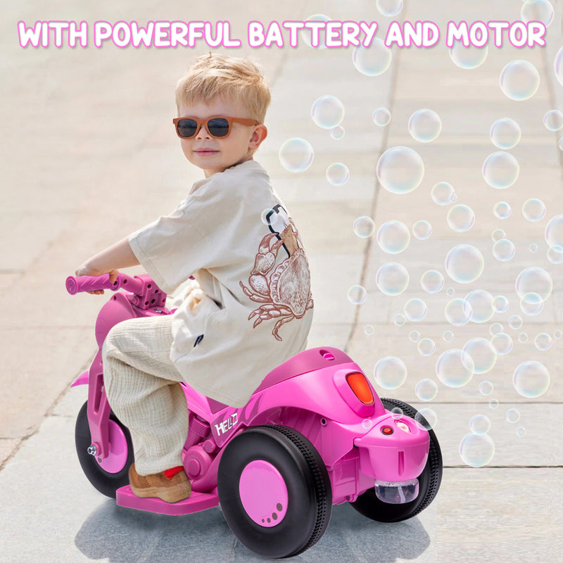 Battery-Powered Kids 3-Wheel Ride-On Motorcycle with LED Headlight and Bubble Function Magic Cars 8