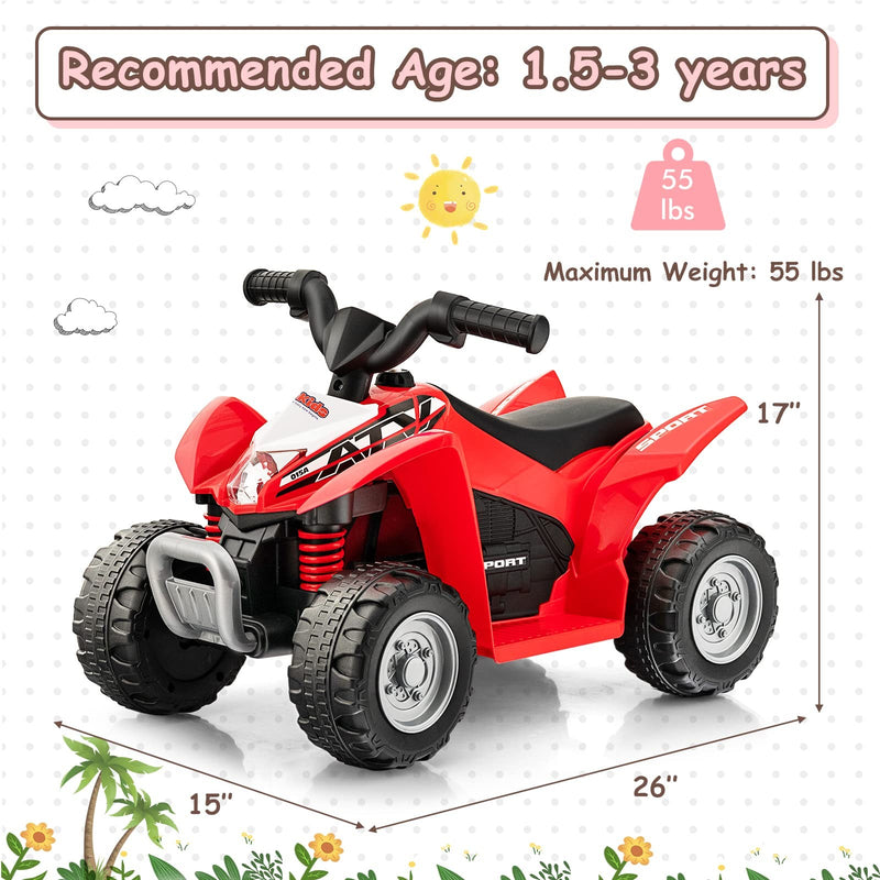 6V Electric Ride-On ATV for Toddlers Battery-Powered 4-Wheeler Vehicle Magic Cars 6