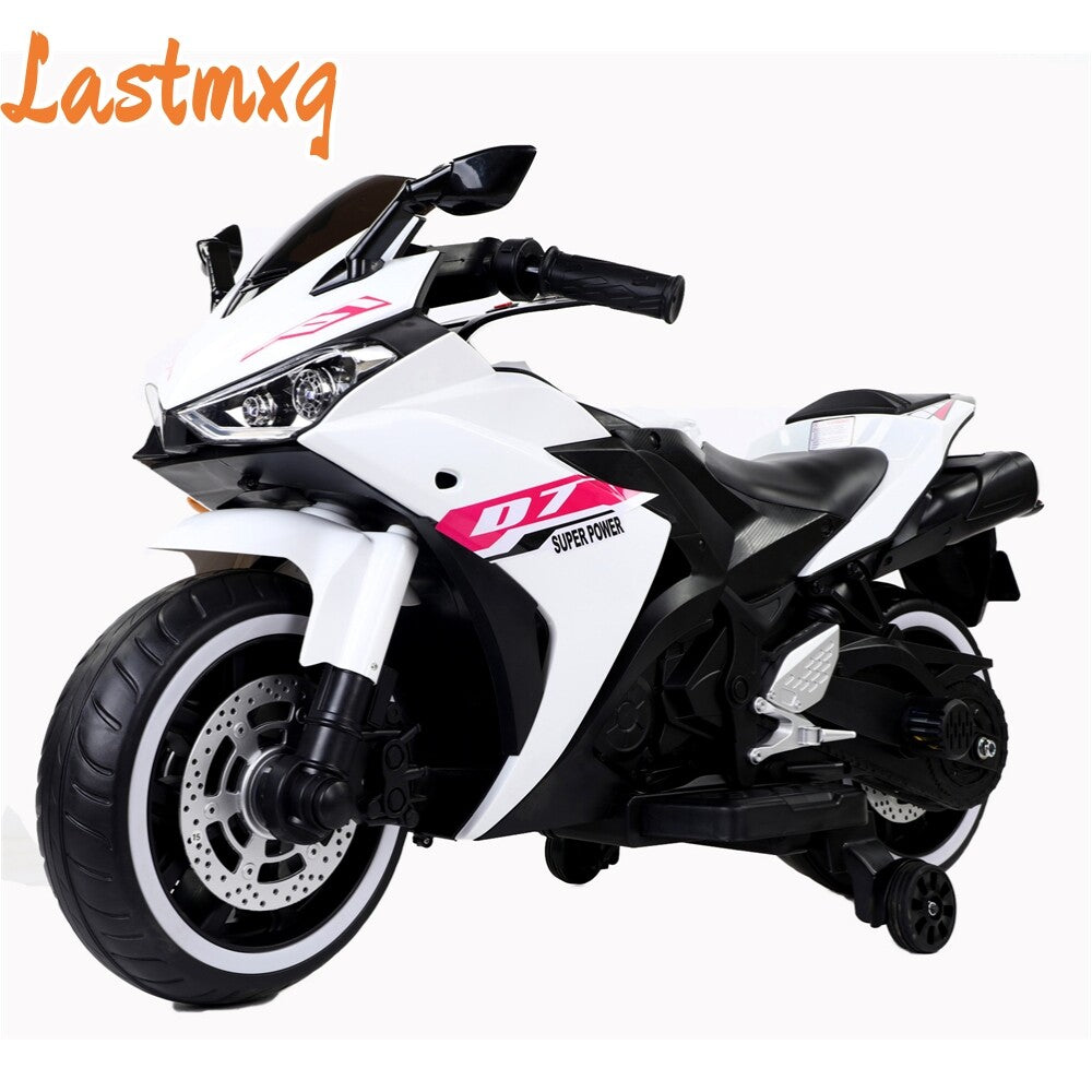 Kids Ride Motorcycle 12V Kids Electric Ride-On Motorcycle with Training Wheels and LED Ligh