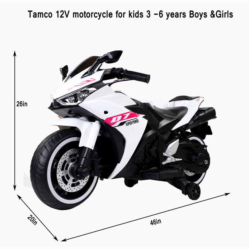 12V Kids Electric Ride-On Motorcycle with Training Wheels and LED Lights Magic Cars 2