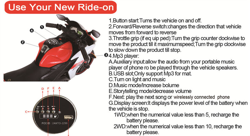 12V Kids Electric Ride-On Motorcycle with Training Wheels and LED Lights Magic Cars 9