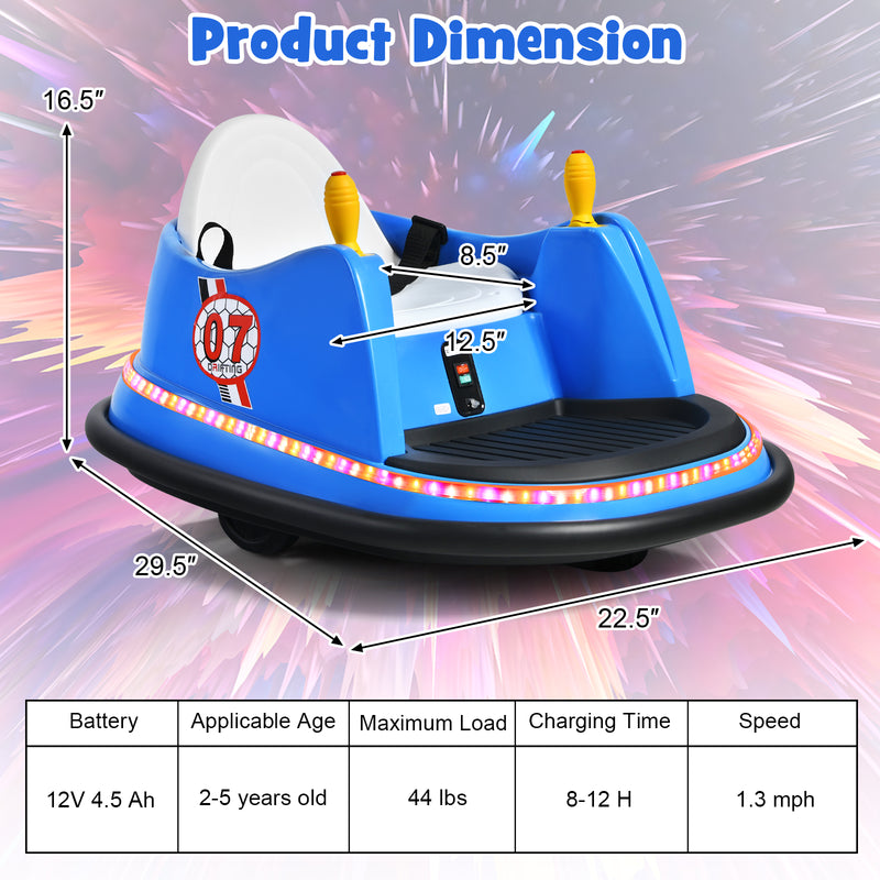 12V Kids Ride-On Bumper Car with 360° Spin and Remote Control Blue Magic Cars 3