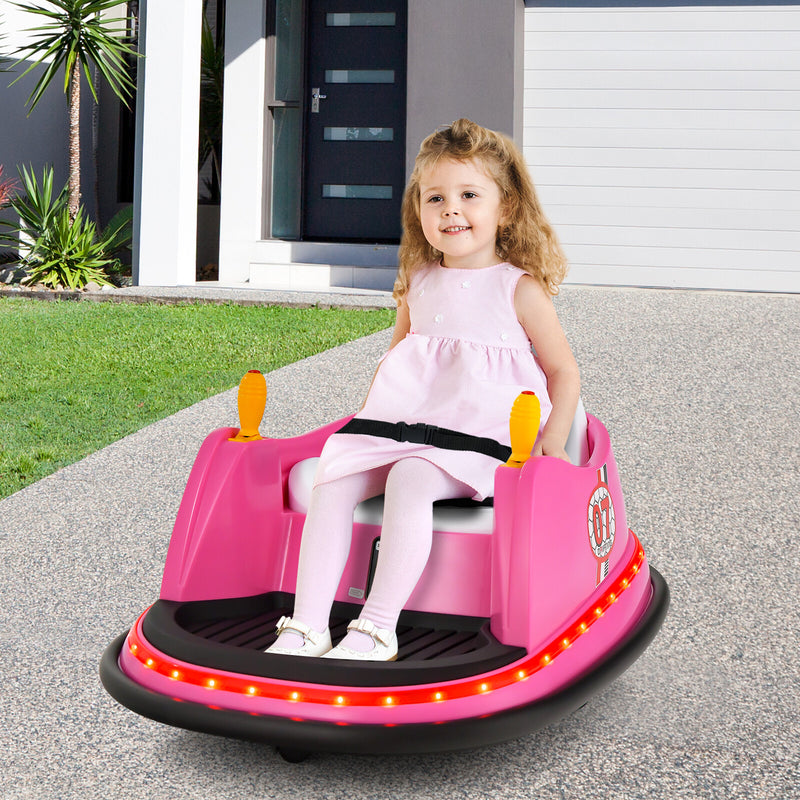 12V Pink Kids Ride-On Bumper Car with 360° Spin and Remote Control Magic Cars 4
