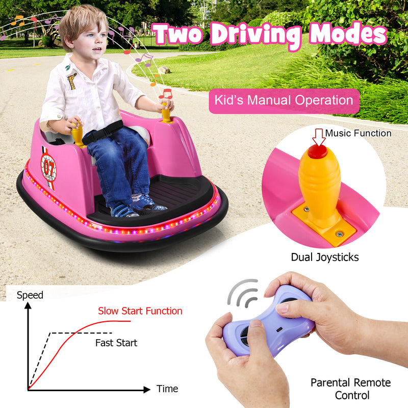 12V Pink Kids Ride-On Bumper Car with 360° Spin and Remote Control Magic Cars 6