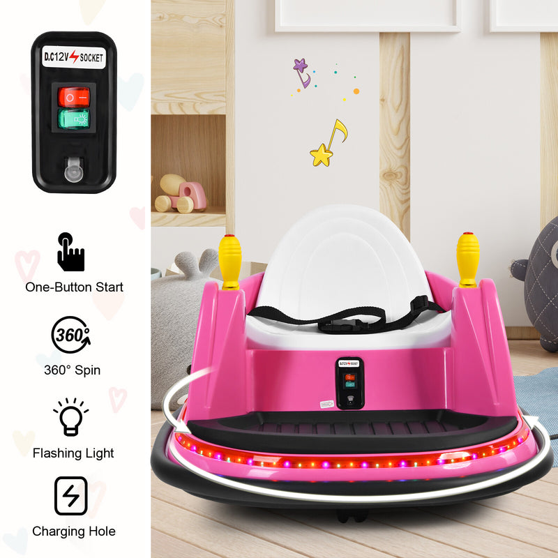 12V Pink Kids Ride-On Bumper Car with 360° Spin and Remote Control Magic Cars 7