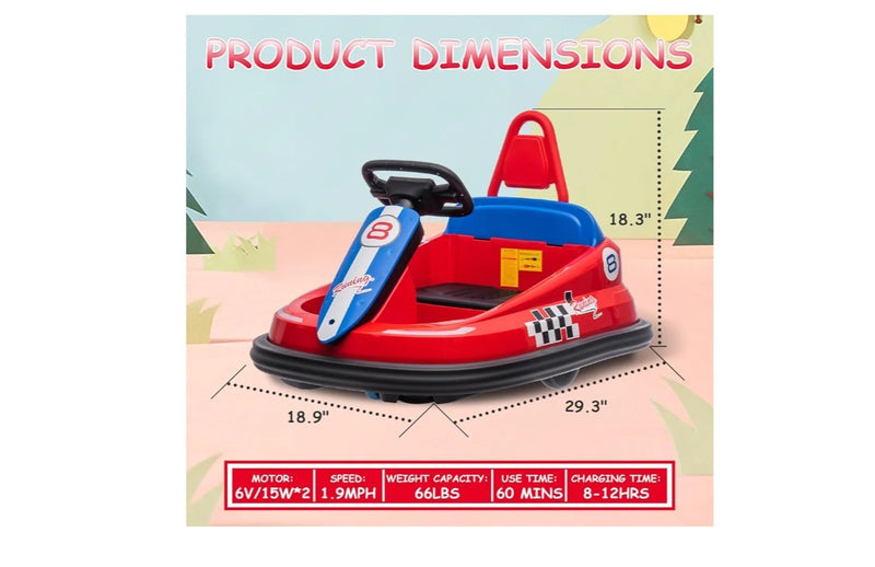 6V Electric Ride-On Bumper Car for Toddlers with 2 Speeds and Lights Magic Cars 1