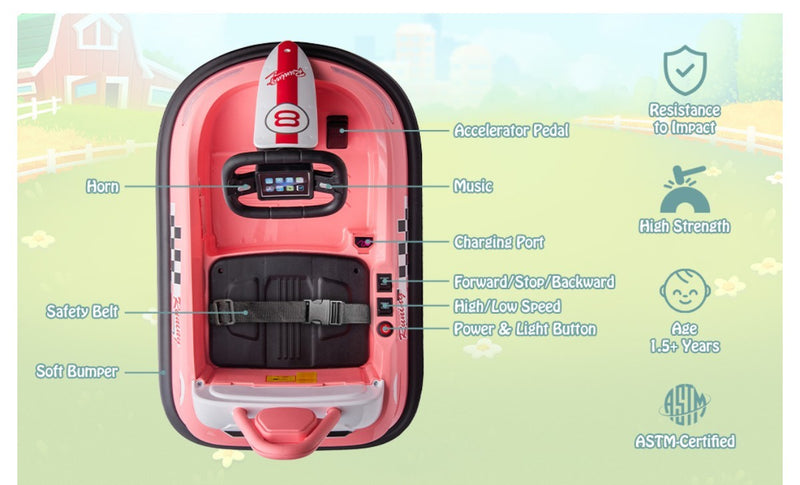 6V Electric Ride-On Bumper Car for Toddlers with 2 Speeds and Lights Magic Cars 7
