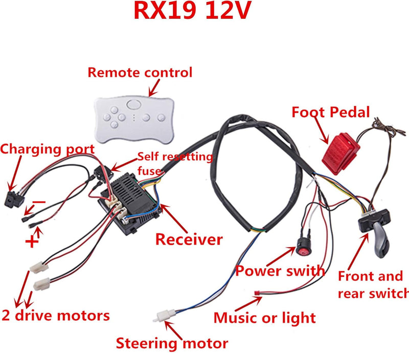 12V Kids Ride-On Car DIY Modified Harness with Complete Remote Control Circuit Set Magic Cars 2
