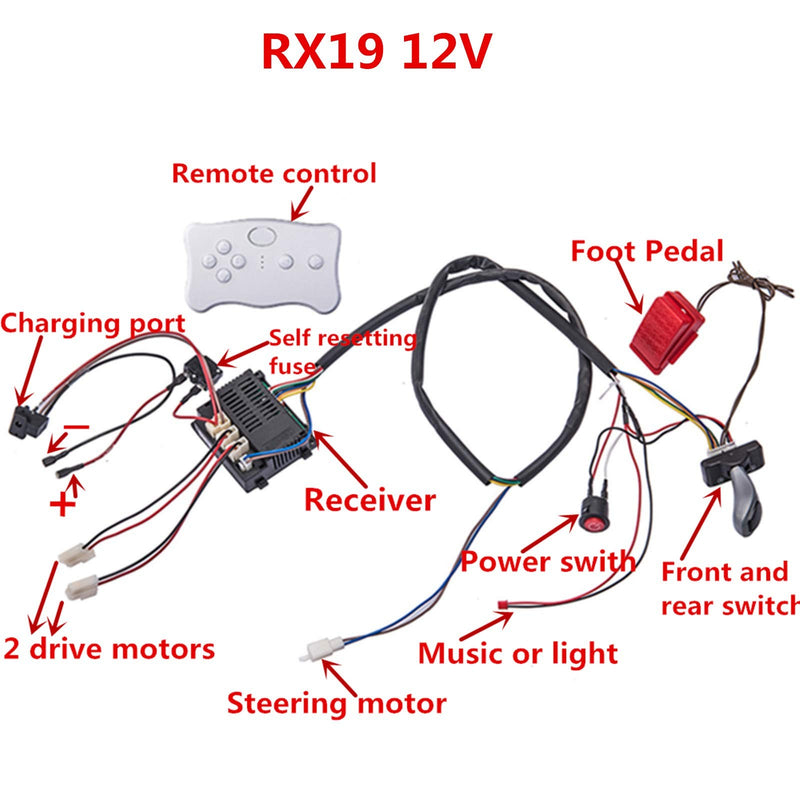 12V Kids Ride-On Car DIY Modified Harness Complete Remote Control Circuit Set Magic Cars 2