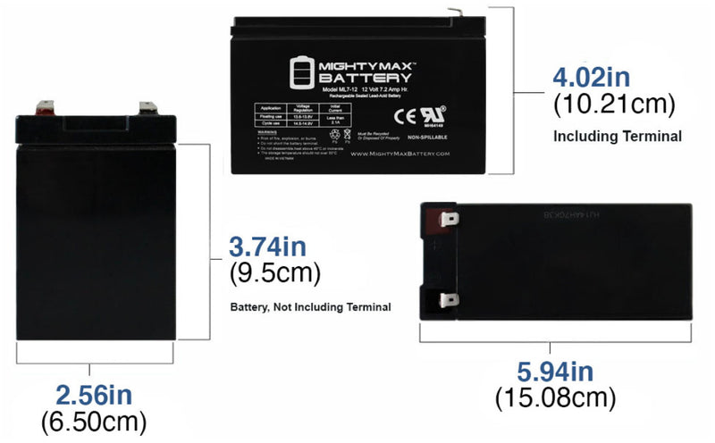 12V 7Ah Replacement Battery for Kids Electric Ride-On Power Wheels Car Magic Cars 7