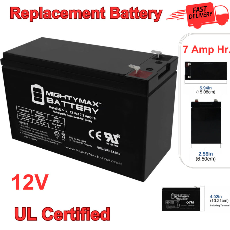 12V 7Ah Replacement Battery for Kids Electric Ride-On Power Wheels Car Magic Cars Variant 0
