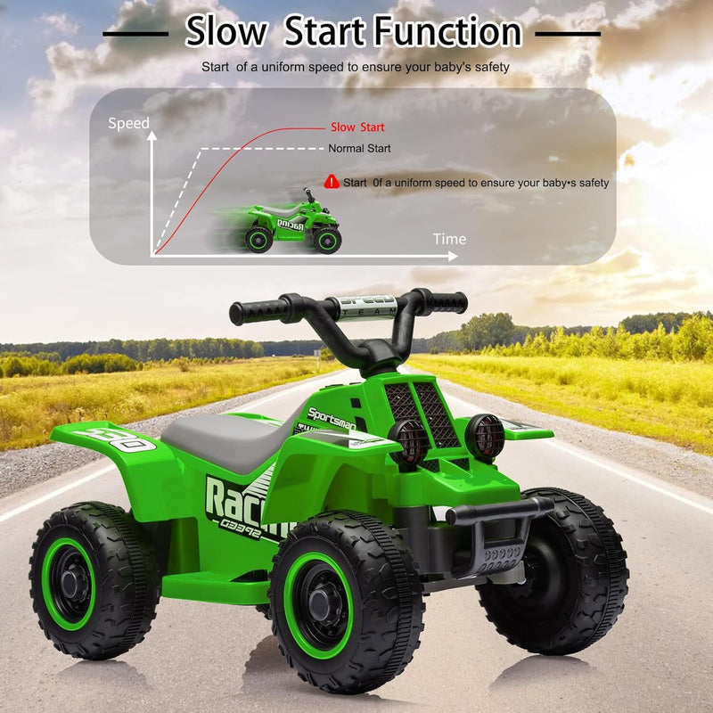 Kids Ride-On ATV Car with LED Headlights for Ages 3-8 Boys and Girls Green Magic Cars 4