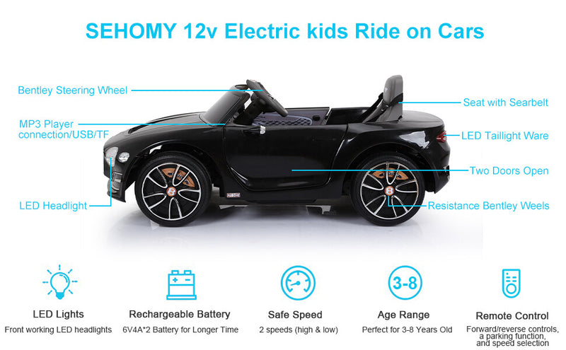 12V Licensed Bentley Electric Ride-On Car for Kids with Remote Control and LED Lights Magic Cars 14