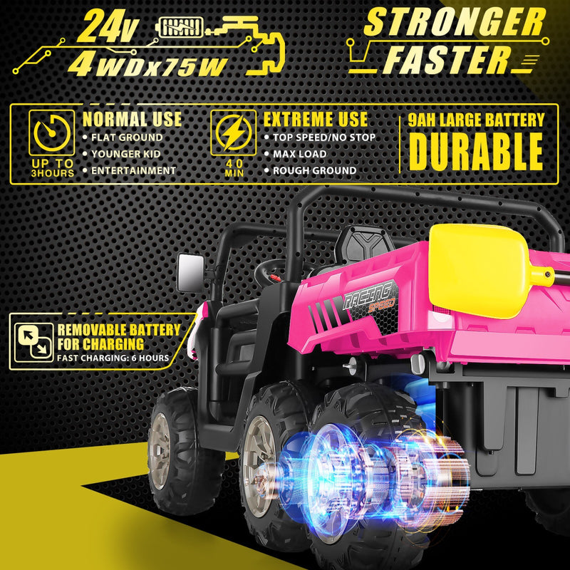 24V 2-Seater Kids Electric 4WD Ride-On Dump Truck with Remote Control Magic Cars 2